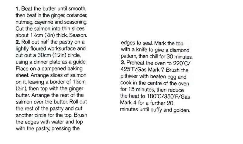 Scan 2 of 2 for Salmon and Ginger Pithivier