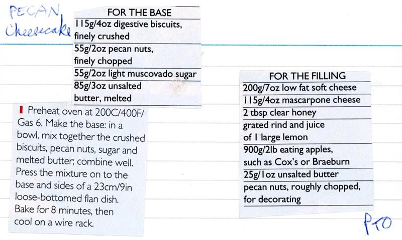 Scan 1 of 2 for Apple & Pecan Cheesecake