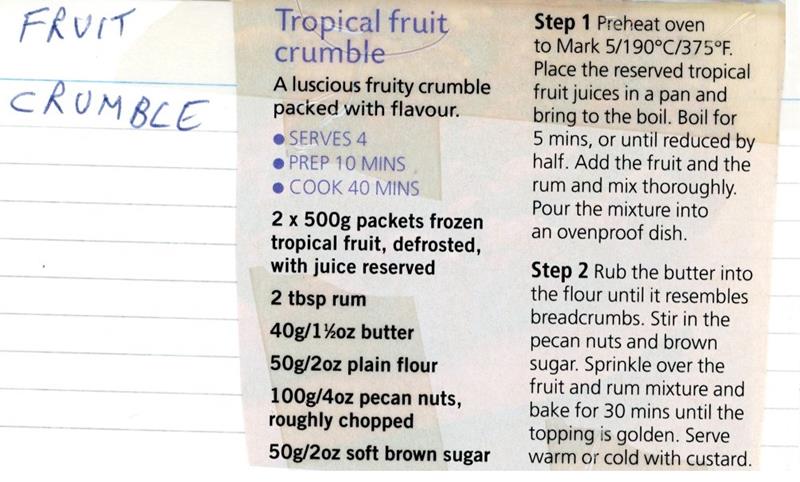 Scan 1 of 2 for Tropical Fruit Crumble