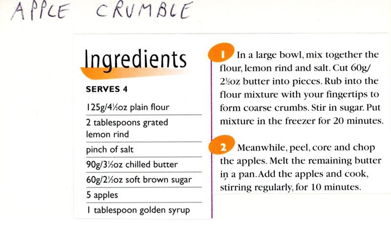 Scan 1 of 2 for Apple Crumble