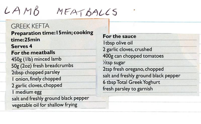 Scan 1 of 2 for Greek Kefta (Lamb Meatballs)