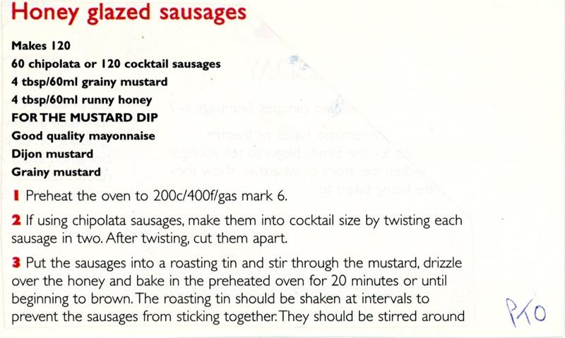 Scan 1 of 2 for Honey Glazed Sausages