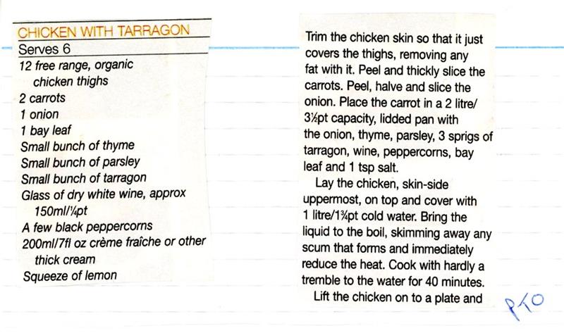 Scan 1 of 2 for Chicken with Tarragon