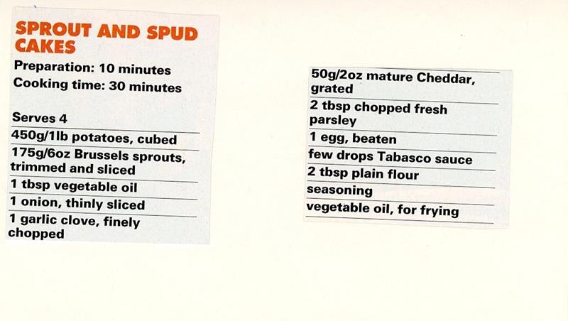 Scan 1 of 2 for Sprout and Spud Cakes