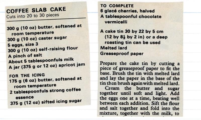 Scan 1 of 2 for Coffee Slab Cake
