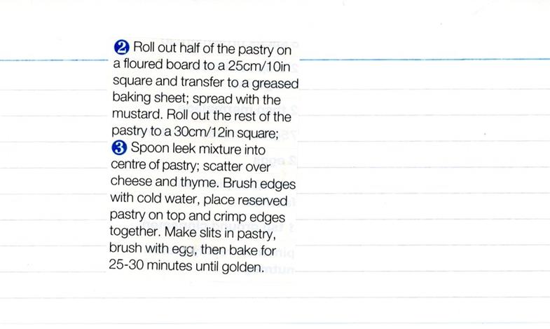 Scan 2 of 2 for Leek and Mushroom Pie