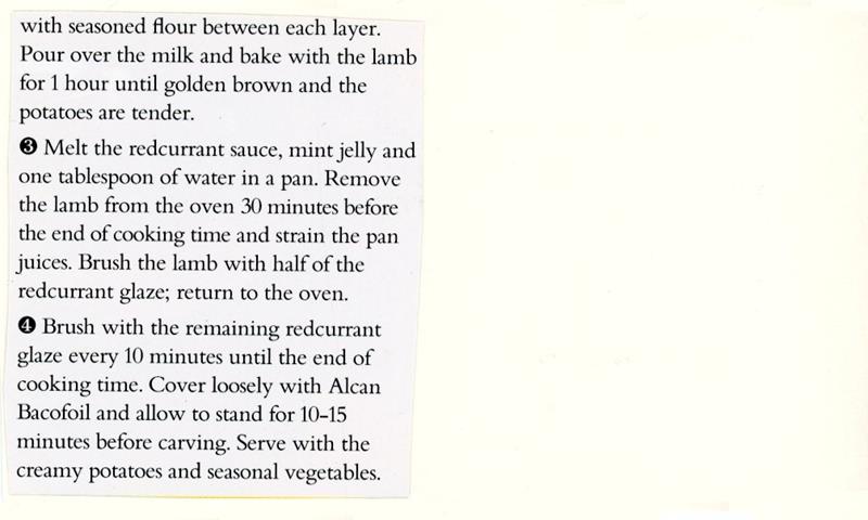 Scan 2 of 2 for Redcurrant and Mint Glazed Lamb with Creamy Potatoes