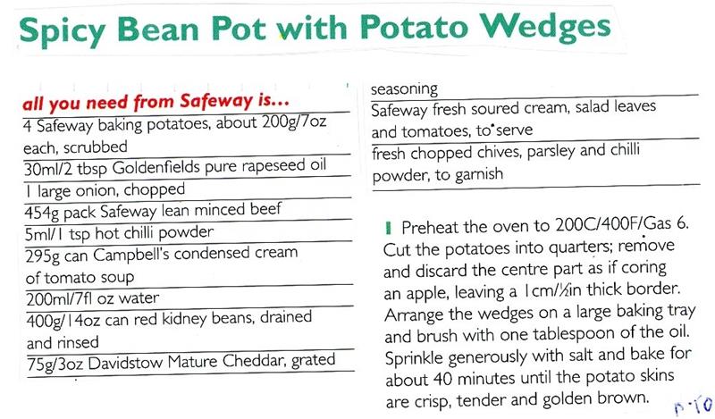 Scan 1 of 2 for Spicy Bean Pot with Potato Wedges