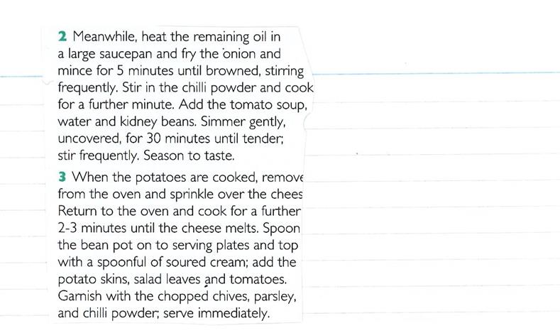 Scan 2 of 2 for Spicy Bean Pot with Potato Wedges