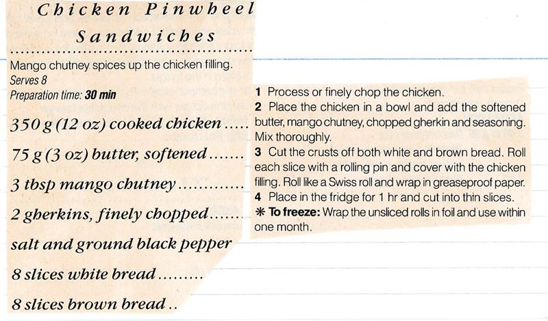 Scan 1 of 1 for Chicken Pinwheel Sandwiches