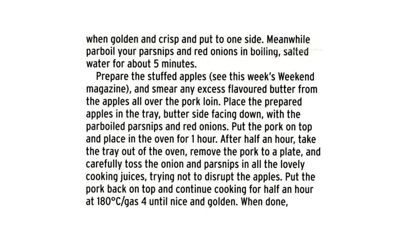 Scan 2 of 3 for Unbelievable Roast Pork with Stuffed Apples and Parsnips