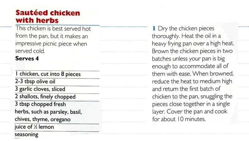 Scan 1 of 2 for Sautéed Chicken with Herbs